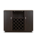 Espresso 2-Door Wine Cabinet with Stemware Rack B062P215513