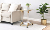 Golden Side Table, Acrylic Sofa Table, Glass Top C Shape Square Table with Metal Base for Living W82153574
