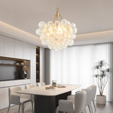 20-Inch Gold Pendant Light Chandelier with Threaded Clear Glass Globe Shade Adjustable Height, W1340P251915