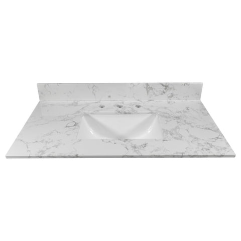 ZUN 31inch bathroom vanity top stone carrara white new style tops with rectangle undermount ceramic sink 93901471