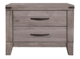 Brownish Gray Finish 1pc Nightstand Melamine Laminate 2x Drawers Dark Metal Hardware Bed Side Table B01152306