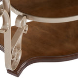 End table, marble paper top, MDF with brich middle shelf, powder coat finish metal legs. W1708135330