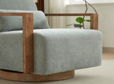 29.72"W Swivel Modern Upholstered Accent Chair with Solid Wood Armrests and 360 Degree Comfy Lounge W3188P417949