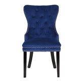 Erica 2 Piece Wood Legs Dinning Chair Finish with Velvet Fabric in Blue 808857565570