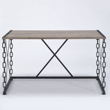 Rustic Oak and Antique Black Rectangular Console Table B062P189092