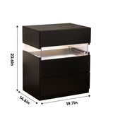 ZUN LED Nightstands 3 Drawer Dresser for End Table with Acrylic Board LED Bedside Tables for W2371P173485