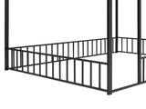 Full Size Metal Bed House Bed Frame with Fence, for Kids, Teens, Girls, Boys,Black MF304787AAB