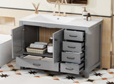 36" Gray Bathroom Vanity with Ceramic Sink Combo, Abundant Storage Cabinet -2 Soft close doors and 5 N729P183735E