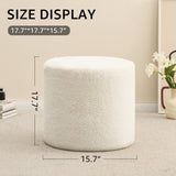 ZUN Round Teddy Fleece Ottoman with Soft Padded Seat, Multi-Functional Footrest, Vanity Chairs for 44184414