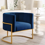 Upholstered Velvet Accent Chair with Golden Metal Stand,Mid-Century Living Room Leisure Chair with W2186137439