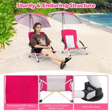 2 Pack Pink Umbrella Chair for Adults with Adjustable ParasolPortable Backpack Beach Chair 62111420
