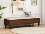 50.8-inch Multi-Functional Ottoman Bench-Solid Rubberwood Bed End Bench with Linen Seat, W5819P481607