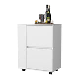 FM FURNITURE Logan Bar Cart with Two Cabinets and Open Shelves, White B128P321070