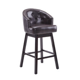 33.25" Swivel Counter Stools Set of 2, Upholstered Counter Height Bar Stools with Solid Rubber Wood WF532108BRN
