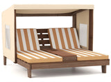 Brown Kids Patio Lounge Chair with Cup Holders and Awning 08669728