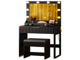 Black particleboard dressing table set with textured melamine veneer features 1 28051576