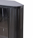 Modern 3-Tier Corner Storage Cabinet with Tempered Glass Doors, Removeable Shelves & Metal Frame W3122P272936