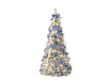 7 FT Snow Flocked Pre-lit Artificial Pop Up Christmas Tree with 200 Warm Lights and Blue & Silver 98640513