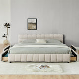King Size Upholstered Bed ,comfortable upholstered bed frame, Chenille fabric, with headboard and W487P235315