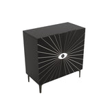 Modern Eye Pattern Accent Cabinet - 2-Door Wooden Storage Cabinet with Adjustable Shelves & T3833P366564