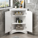 ZUN White Triangle Bathroom Storage Cabinet with Adjustable Shelves, Freestanding Floor Cabinet for Home WF291467AAK