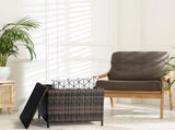 Outdoor PE Wicker Side Table with Storage, Patio Rattan End Table Square Container for Furniture 64589398