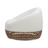 Willow 35.5" Upholstered Woven Patio Deep Seating Armchair, Golden Brown Wicker Frame, Wheat Beige B2719P305699