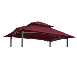 ZUN 8x5Ft Grill Gazebo Replacement Canopy,Double Tiered BBQ Tent Roof Top Cover,Burgundy [Sale to Temu 97205972