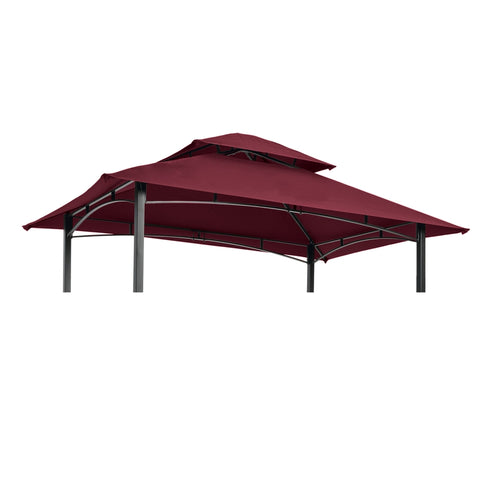 ZUN 8x5Ft Grill Gazebo Replacement Canopy,Double Tiered BBQ Tent Roof Top Cover,Burgundy 97205972