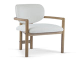 Dining Chairs Set of 2 Upholstered Arm Chairs, Rubber Wood Accent Chairs White Fabric Seating, 300 N779P233060W