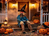 5.2FT Sitting Halloween Animatronic Scarecrow, Jump-Scare Moving Head with Creepy Sounds, Dual 79723593