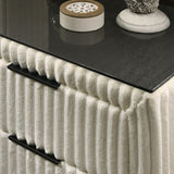 Mavela Wide Wale Corduroy Upholstery Nightstand, Cream T2574P243651