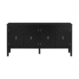 U_STYLE Four-Door Sideboard with Geometric Line Patterns and Vintage Metal Handles for Timeless N711P178748B