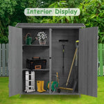 ZUN Outdoor Storage Shed with Lockable Door, Wooden Tool Storage Shed with Detachable Shelves and Pitch 55555063