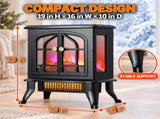 Electric Infrared Quartz Fireplace Stove Heater with 3D Flame Effect, Black 47587252