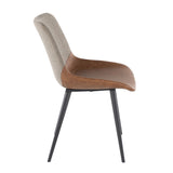 Outlaw Industrial Two-Tone Chair in Black Metal with Espresso Faux Leather and Brown Fabric by B202P223869