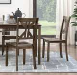 Charcoal Brown Finish 5PC Dining Set Table and 4 Side Chairs X-Back Design Kitchen Dining Furniture B011P170600