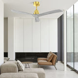 52 Inch Indoor Ceiling Fan Without Light 3 Solid Wood Blades Remote Control Reversible DC Motor W882P186028