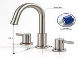 8-Inch Widespread Bathroom Faucet, 2-Handle 3-Hole with 360&deg Pull-Down Sprayer and Pop-Up Drain, 30261772