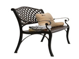 40.5" Outdoor Cast Aluminum Bench With Mesh Backrest Seat Surface 24289313