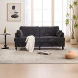 Modern style chenille 2-seater wood-legged sofa with LED light, USB charging port and storage bag W395P318548