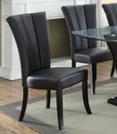 ZUN Black Faux Leather Upholstered Lines back Set of 2pc Chairs Dining Room Wide Flair back Chair HSESF00F1591