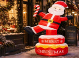 6FT Rotating Standing Santa Inflatable, 4 LED Lights, 210D Polyester Christmas Decor, US Plug 34939644