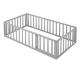 Twin Size Wood Daybed Frame with Fence, Gray WF299299AAE