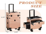 2-in-1 vanity case with sliding front drawer, flat left drawer, detachable caster wheels, aluminum, 06533601