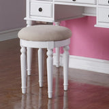 Bedroom Contemporary Vanity Set w Foldable Mirror Stool Drawers White Color HS00F4074-ID-AHD