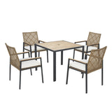 All Weather 5-Piece Patio Dining Table Sets, Patio Conversation Set Acacia Wood Table Top with 26863021