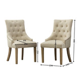 ZUN Tan Button Tufted Solid Wood Wingback Hostess Chairs with Nail Heads Set of 2 T2574P164608