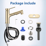 Bathroom Faucet with Pull Out Sprayer, Single Handle Modern Bathroom Basin Faucet with Pop-up W1224P290215