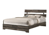1pc Rustic Queen Platform Bed Slat Headboard Low-profile Bed Frame Brown Finish Contemporary Bedroom B011P331876